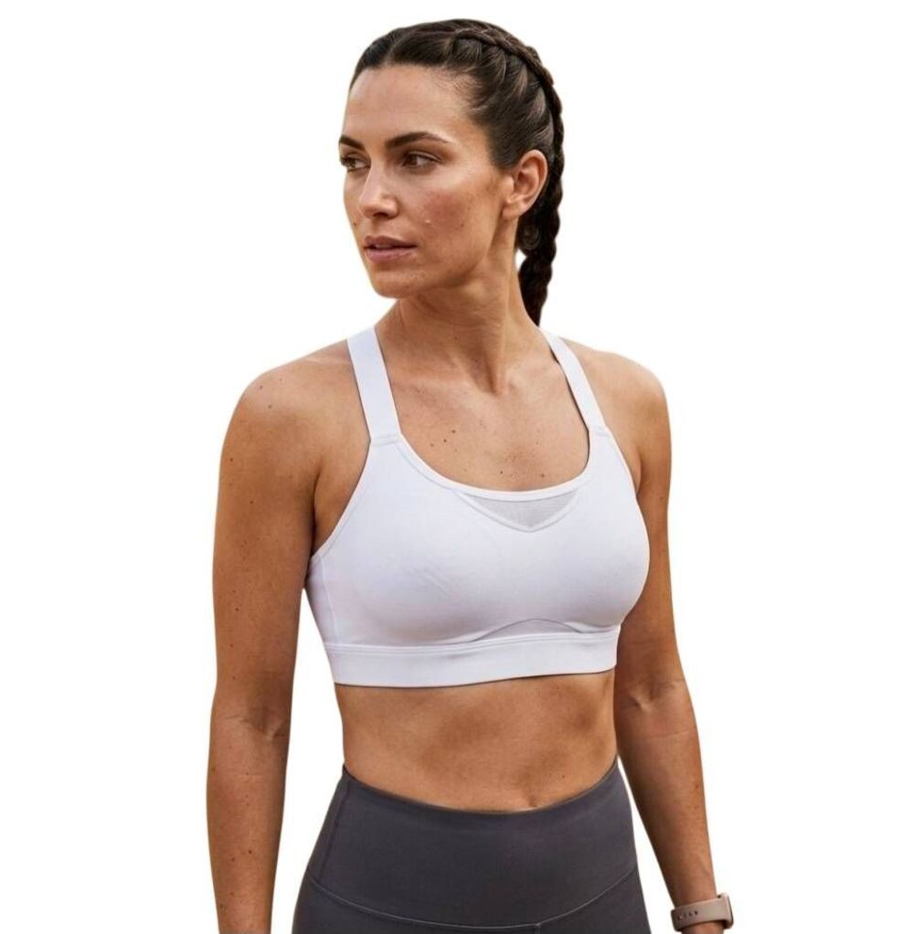 NWT Avia White Crossback Sports Bra Size L Polyester Spandex New